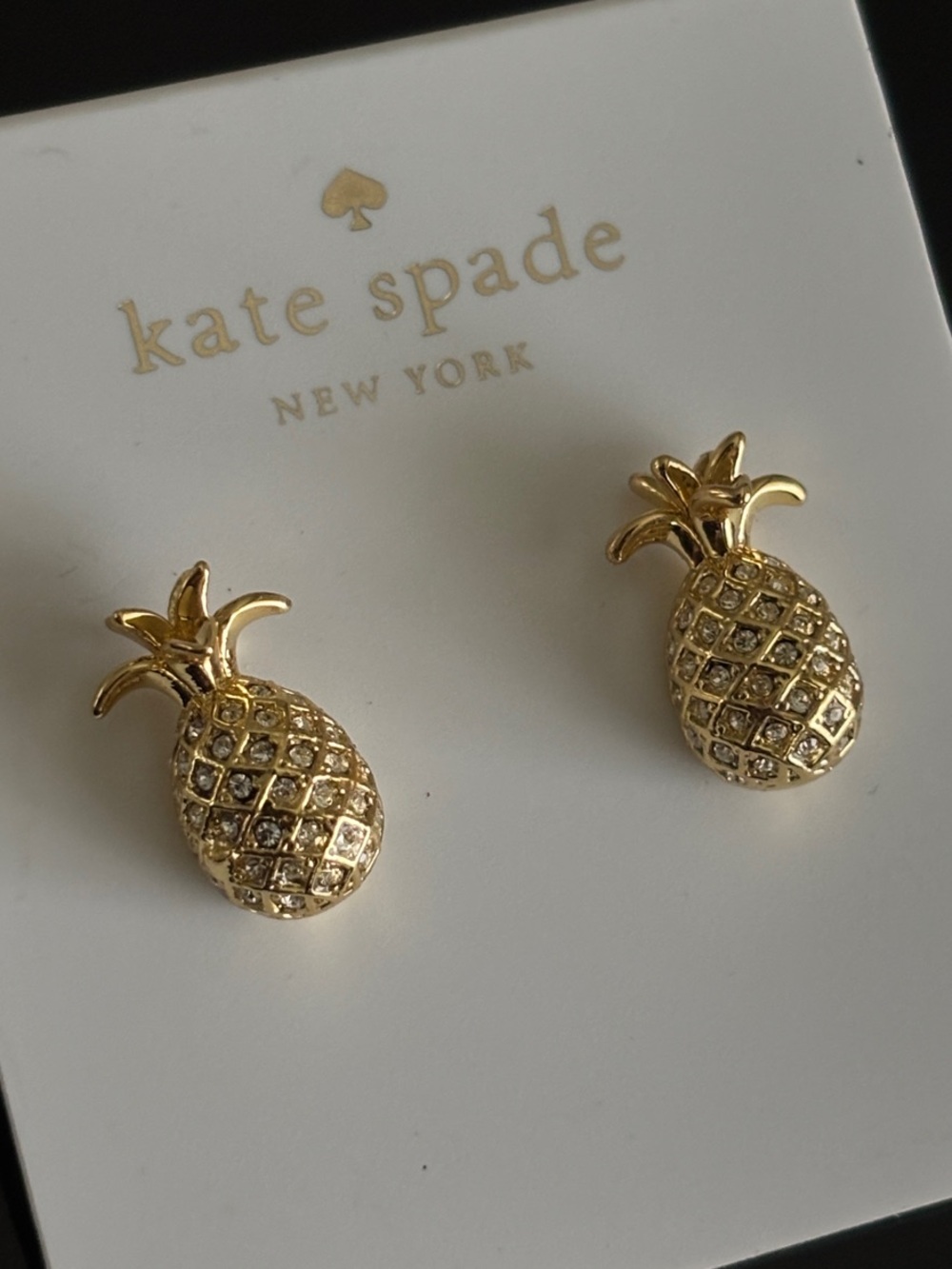 ♠️ kate spade Gold Crystal Pineapple Stud Earrings ♠️